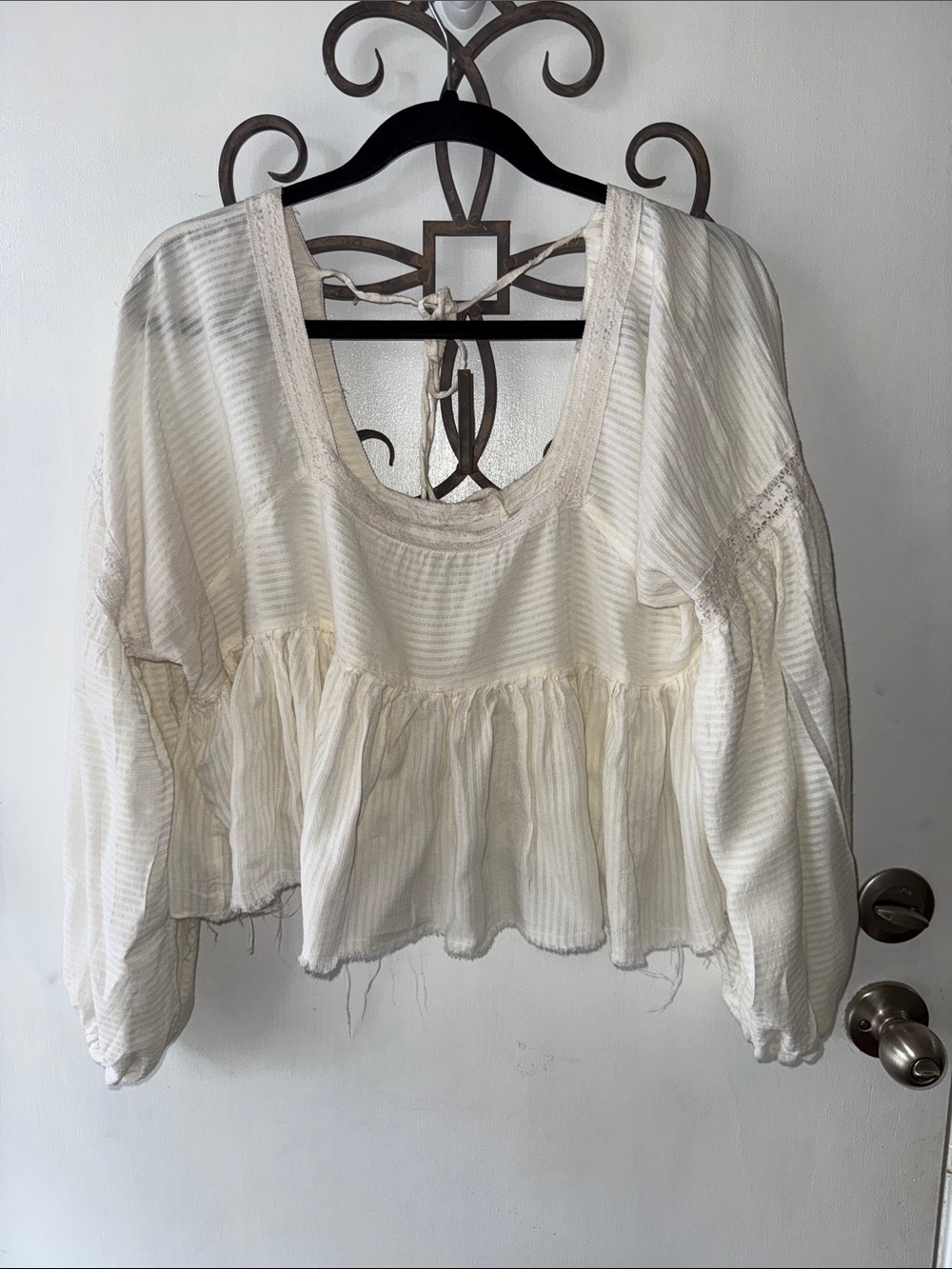 Urban Outfitters Cream Ruffled Peplum Blouse